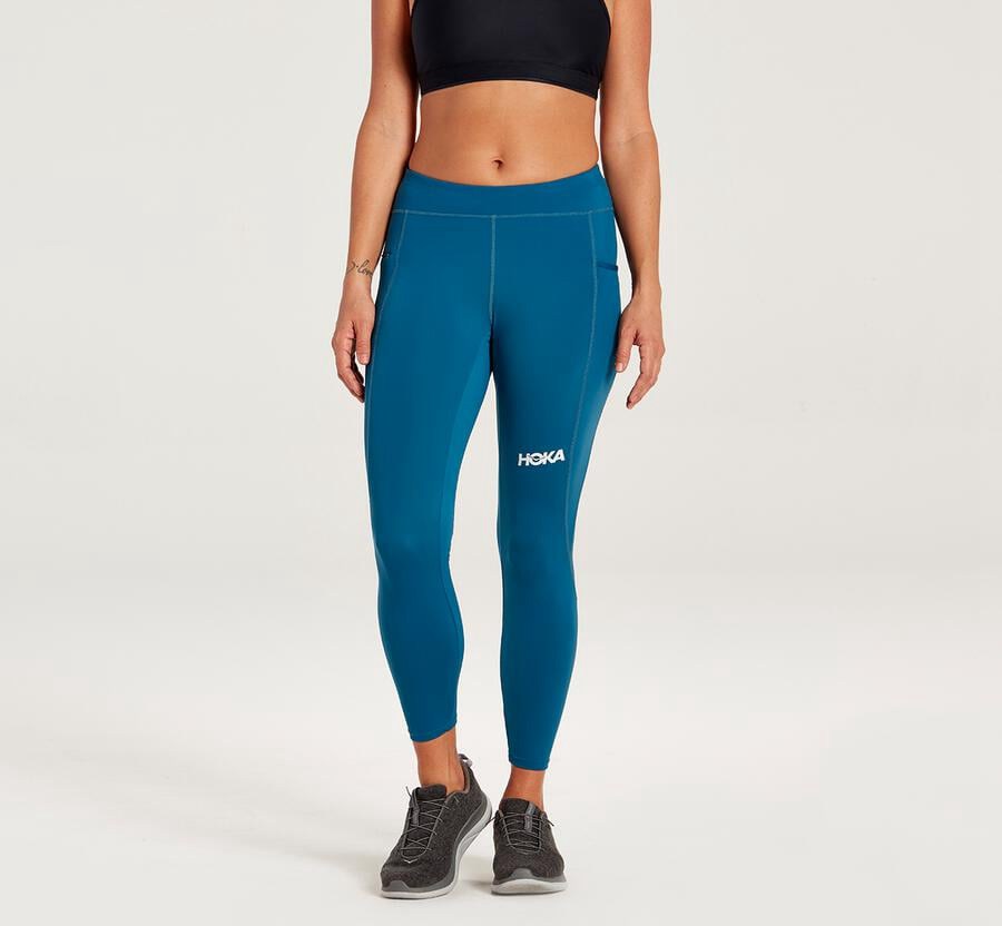 Hoka One One Performance Crop Tight - Women Pants - Blue,Australia DWX-108973